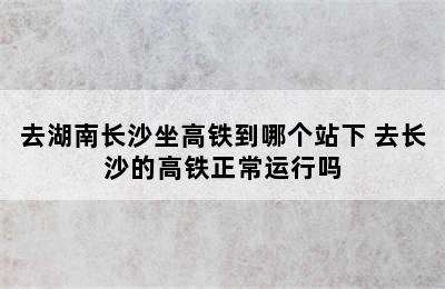 去湖南长沙坐高铁到哪个站下 去长沙的高铁正常运行吗